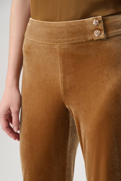 Joseph Ribkoff Velvet Flared Trousers Ochre