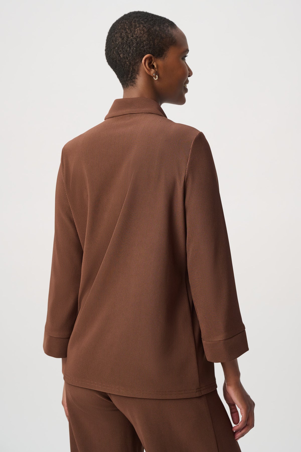 Joseph Ribkoff Rib Knit Half Zip Top Mahogany