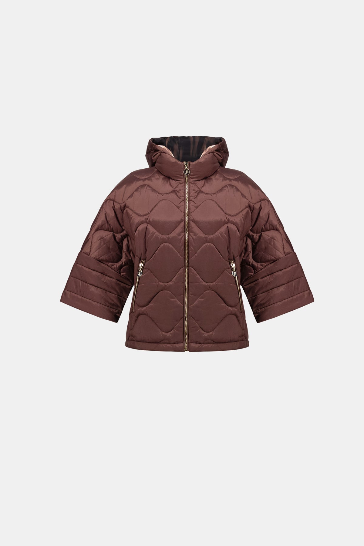 Joseph Ribkoff Hooded Quilted Jacket Mahogany