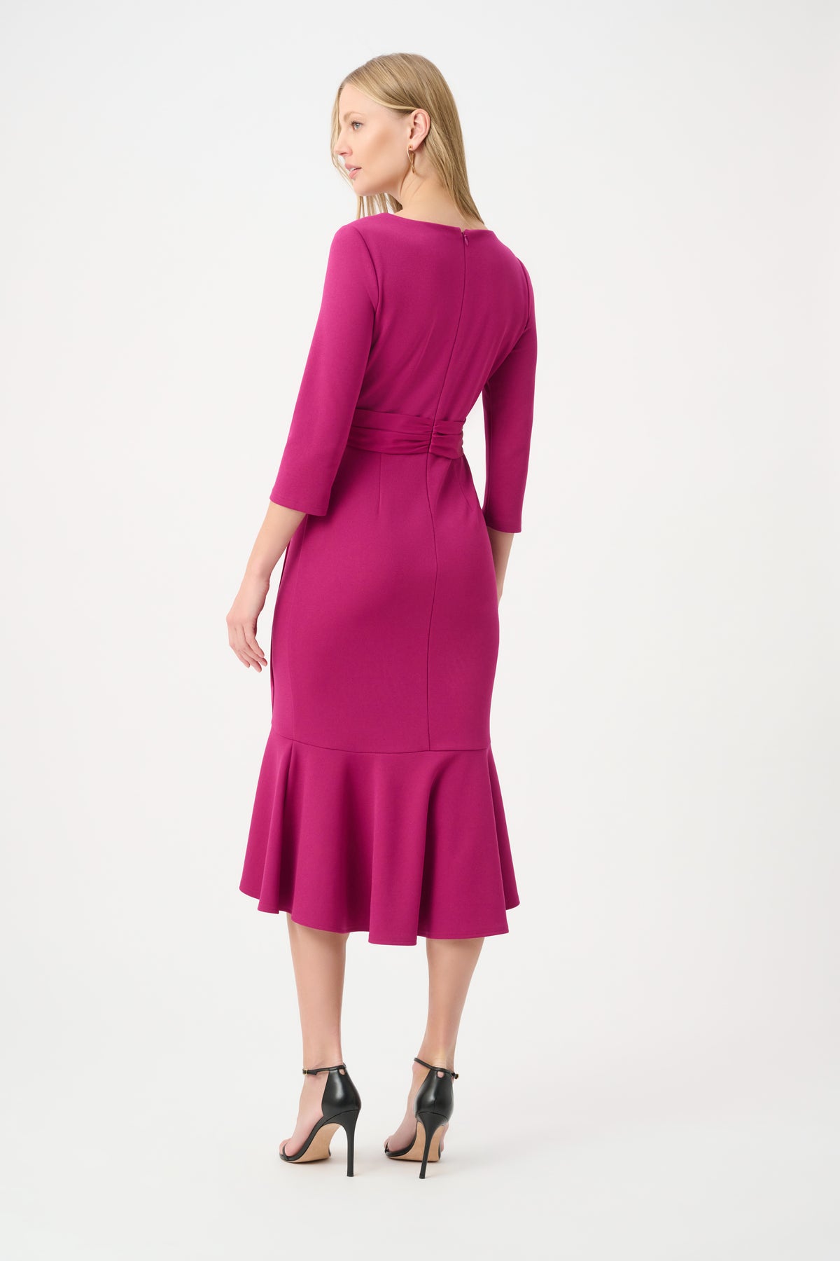 Joseph Ribkoff Satin Sash Dress Deep Magenta