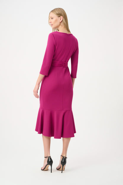 Joseph Ribkoff Satin Sash Dress Deep Magenta