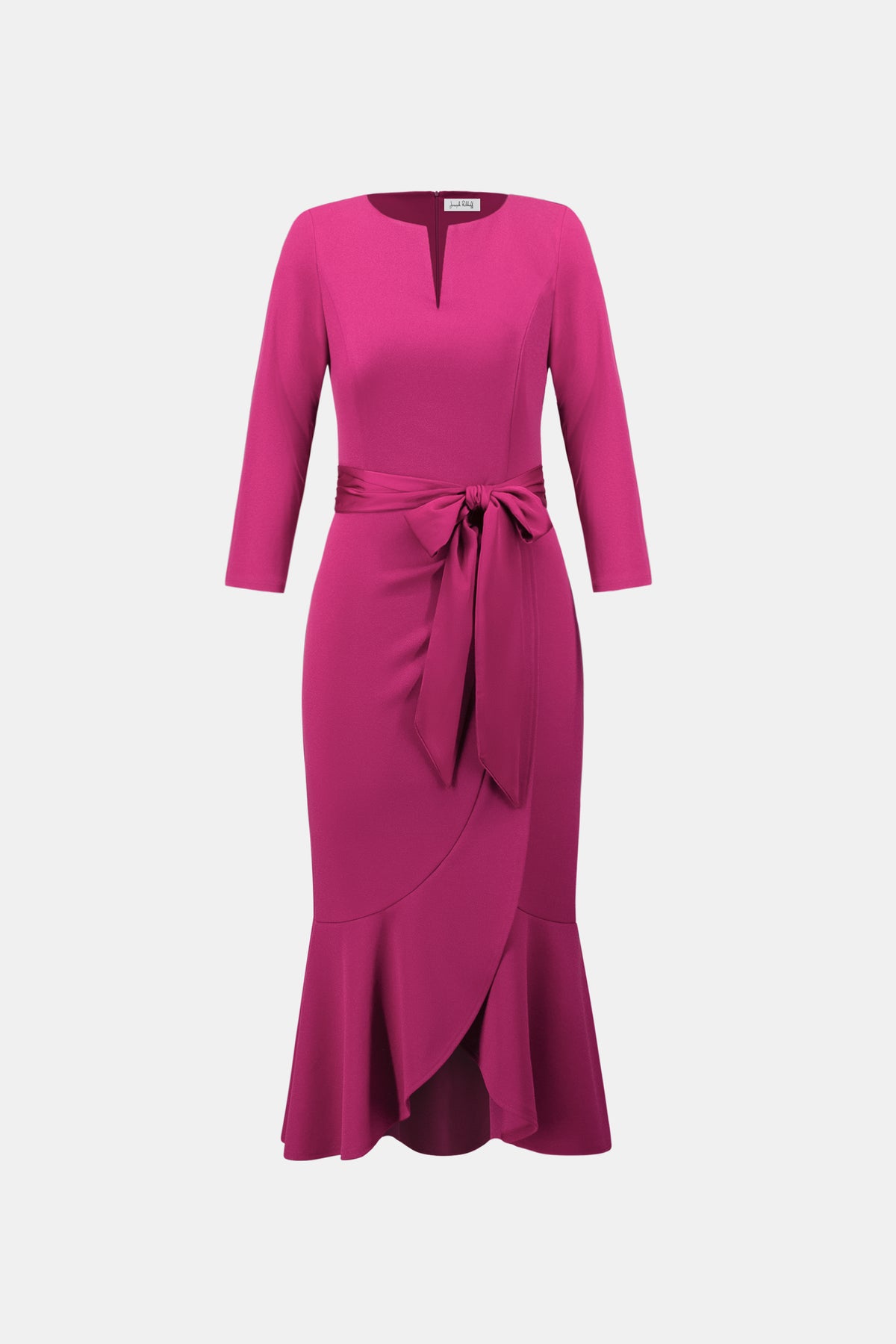 Joseph Ribkoff Satin Sash Dress Deep Magenta