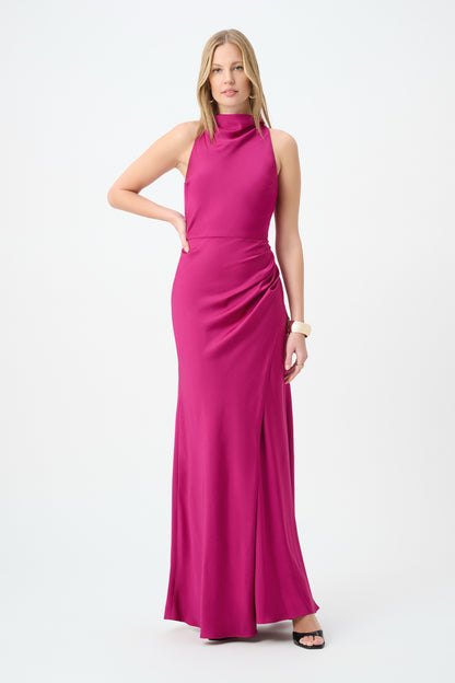 Joseph Ribkoff Halter Neck Gown Deep Magenta