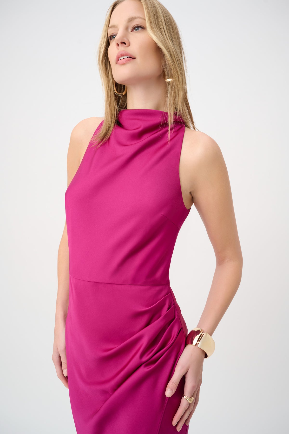 Joseph Ribkoff Halter Neck Gown Deep Magenta