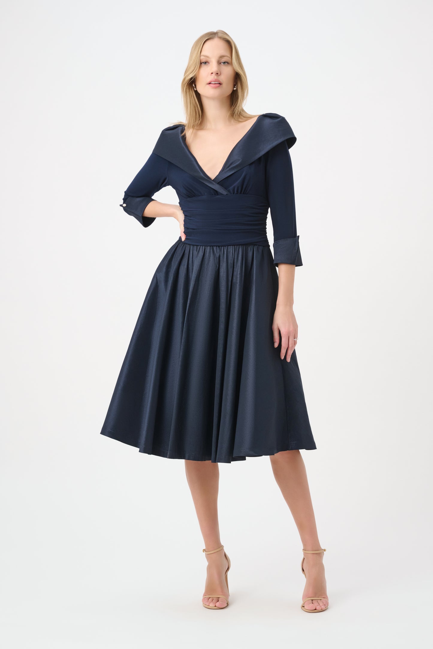 Joseph Ribkoff V-Neck Lapel Dress Midnight Blue