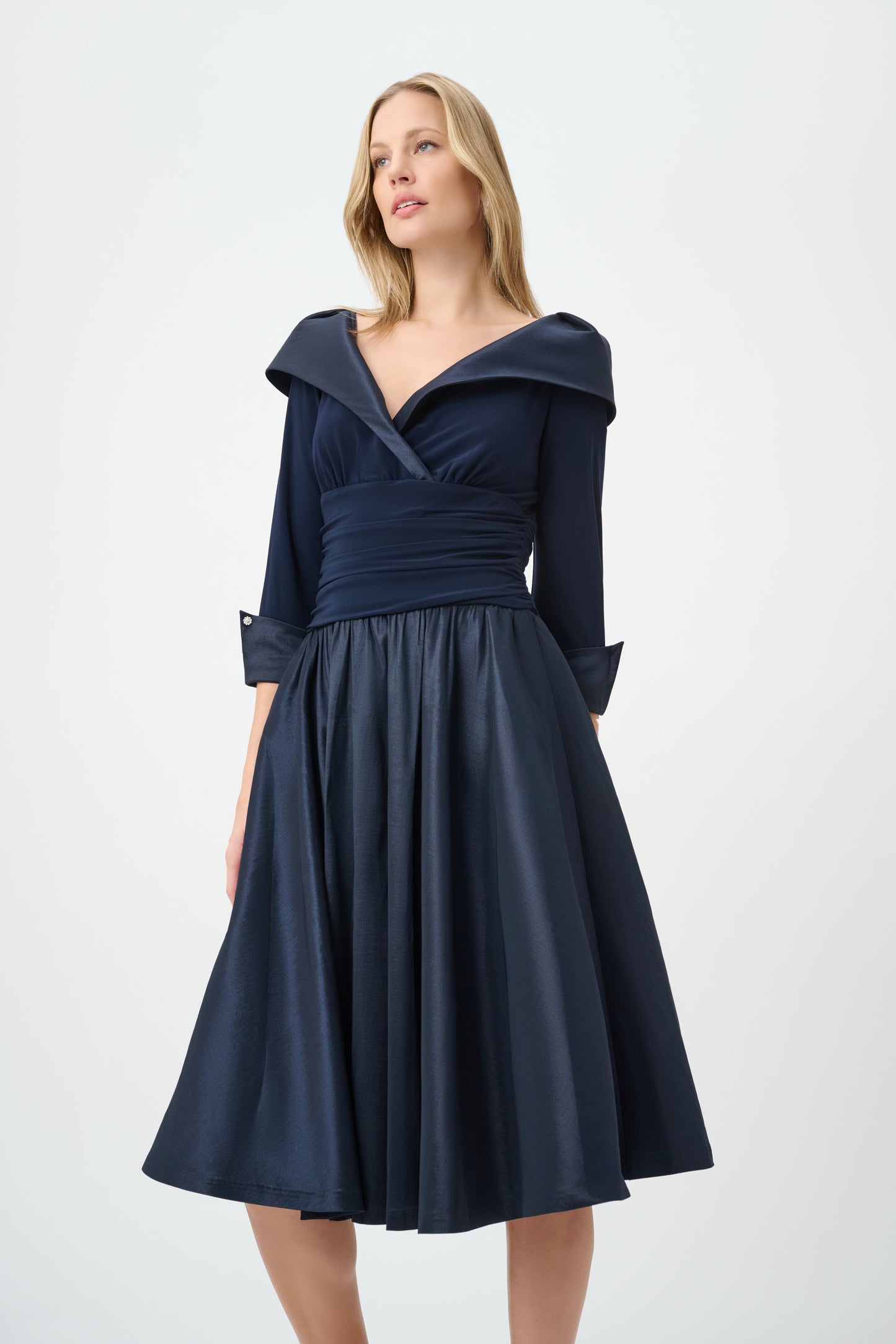 Joseph Ribkoff V-Neck Lapel Dress Midnight Blue