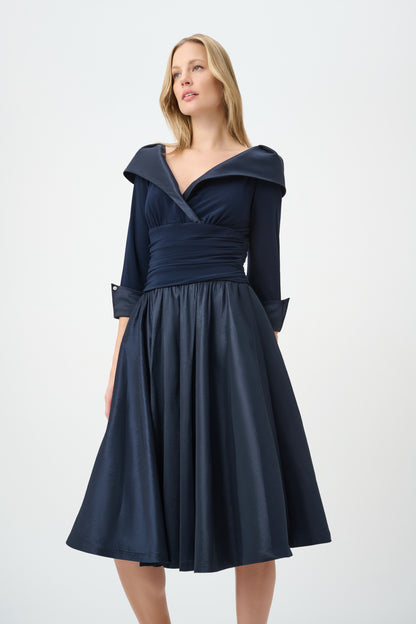 Joseph Ribkoff V-Neck Lapel Dress Midnight Blue