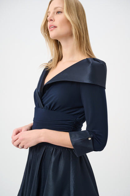 Joseph Ribkoff V-Neck Lapel Dress Midnight Blue