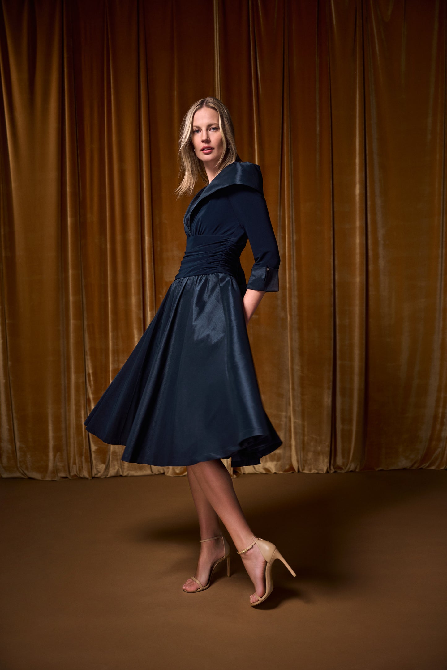 Joseph Ribkoff V-Neck Lapel Dress Midnight Blue