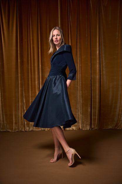 Joseph Ribkoff V-Neck Lapel Dress Midnight Blue