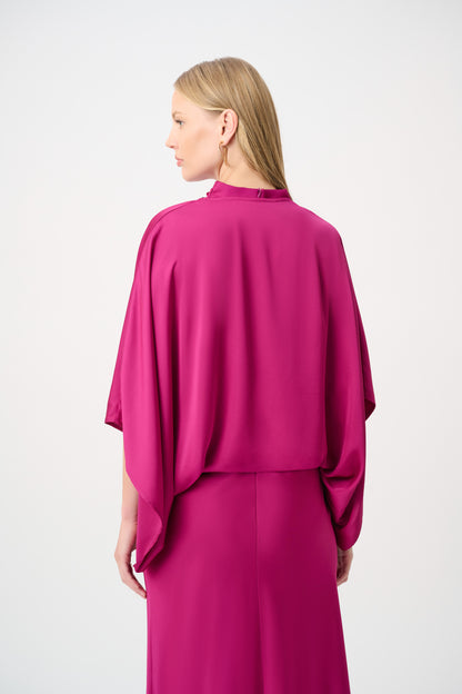 Joseph Ribkoff Satin Cover-Up Deep Magenta