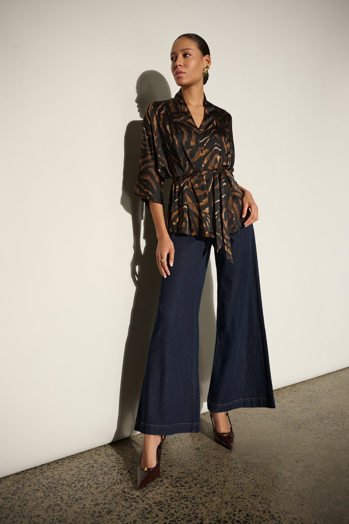 Joseph Ribkoff Palazzo Jeans Dark Denim Blue