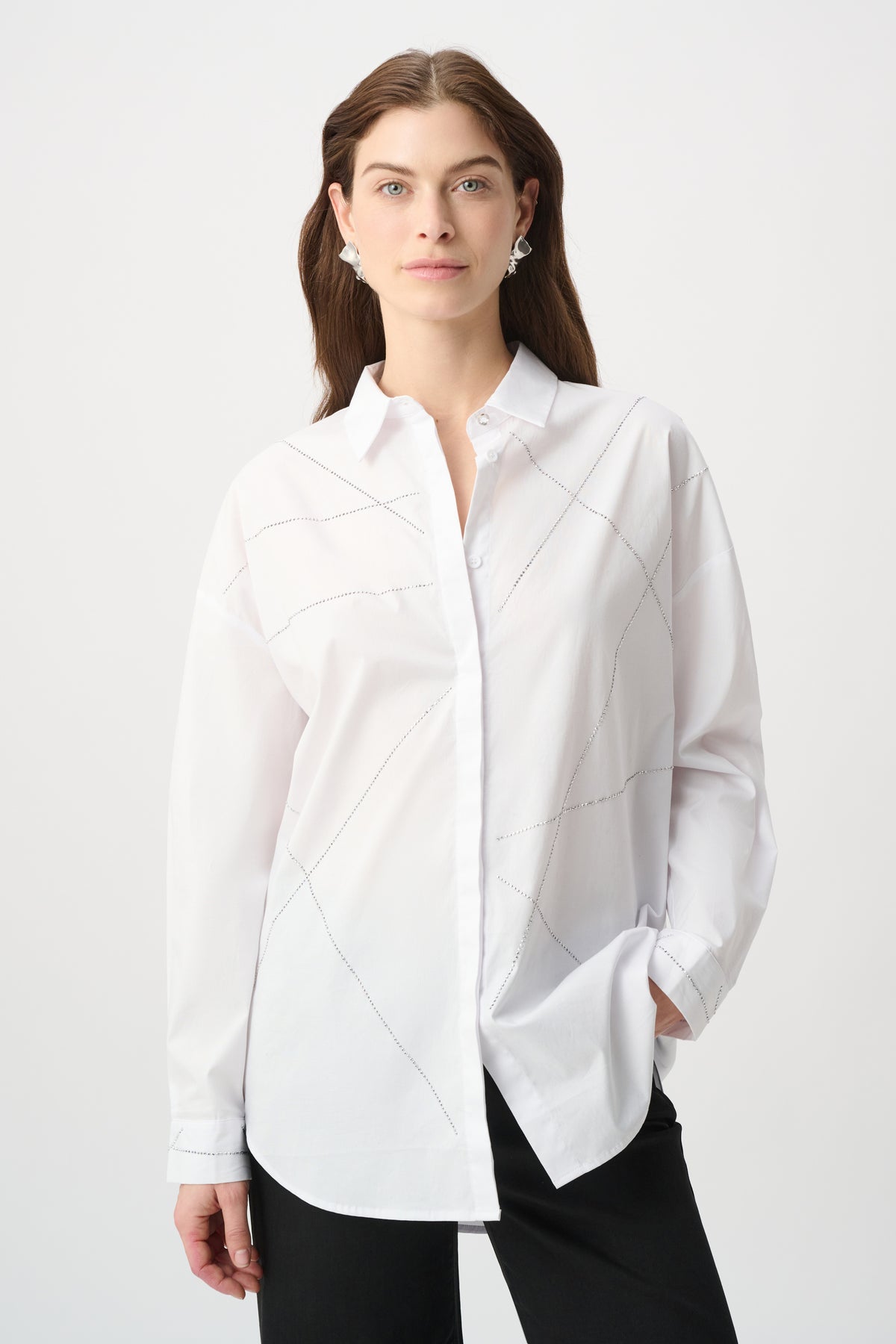 Joseph Ribkoff Rhinestone Shirt White