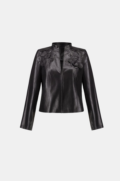 Joseph Ribkoff Embellished Foiled Suede Jacket Black