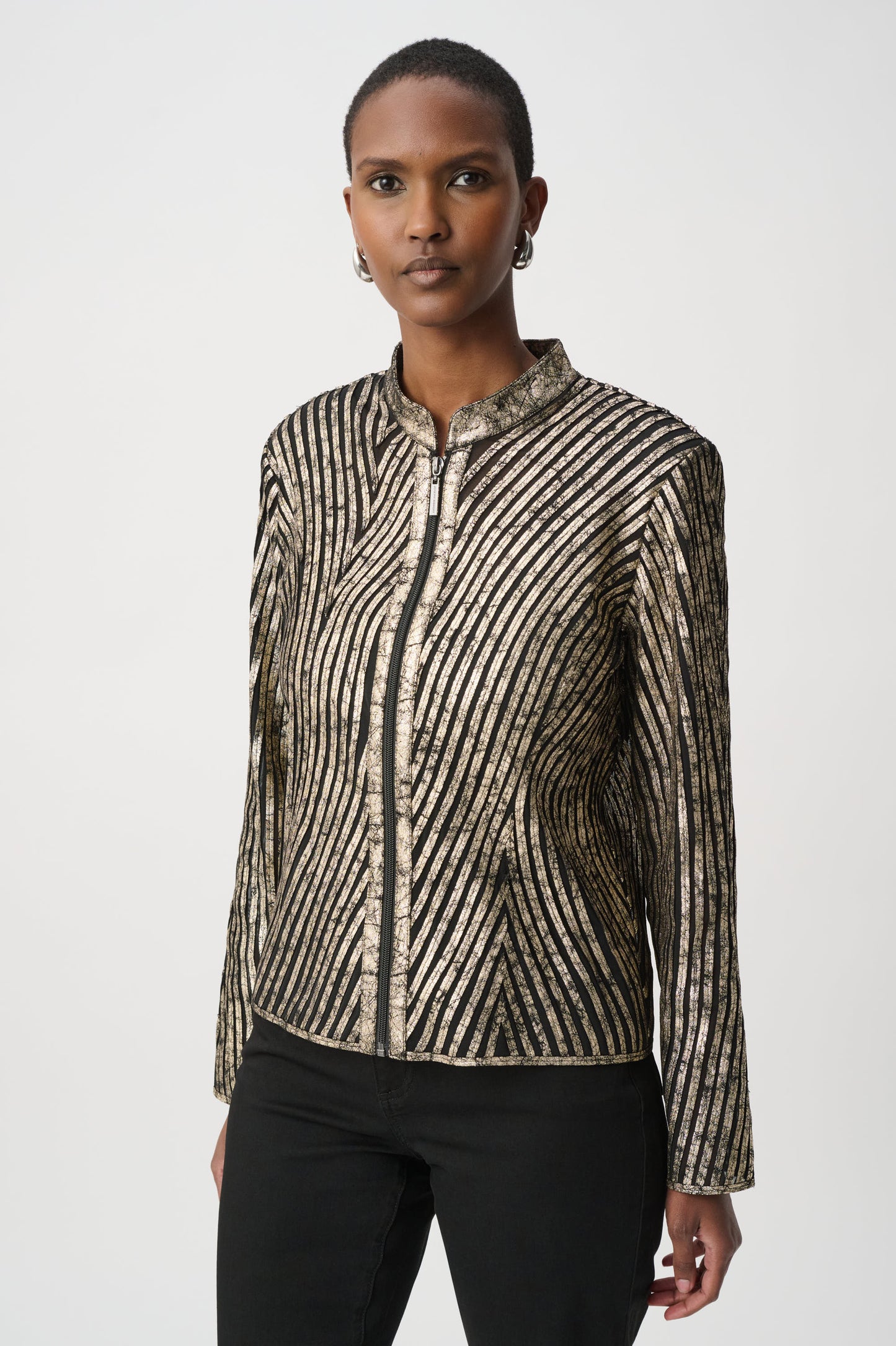 Joseph Ribkoff Metallic Soutache Fitted Jacket Black/Gold