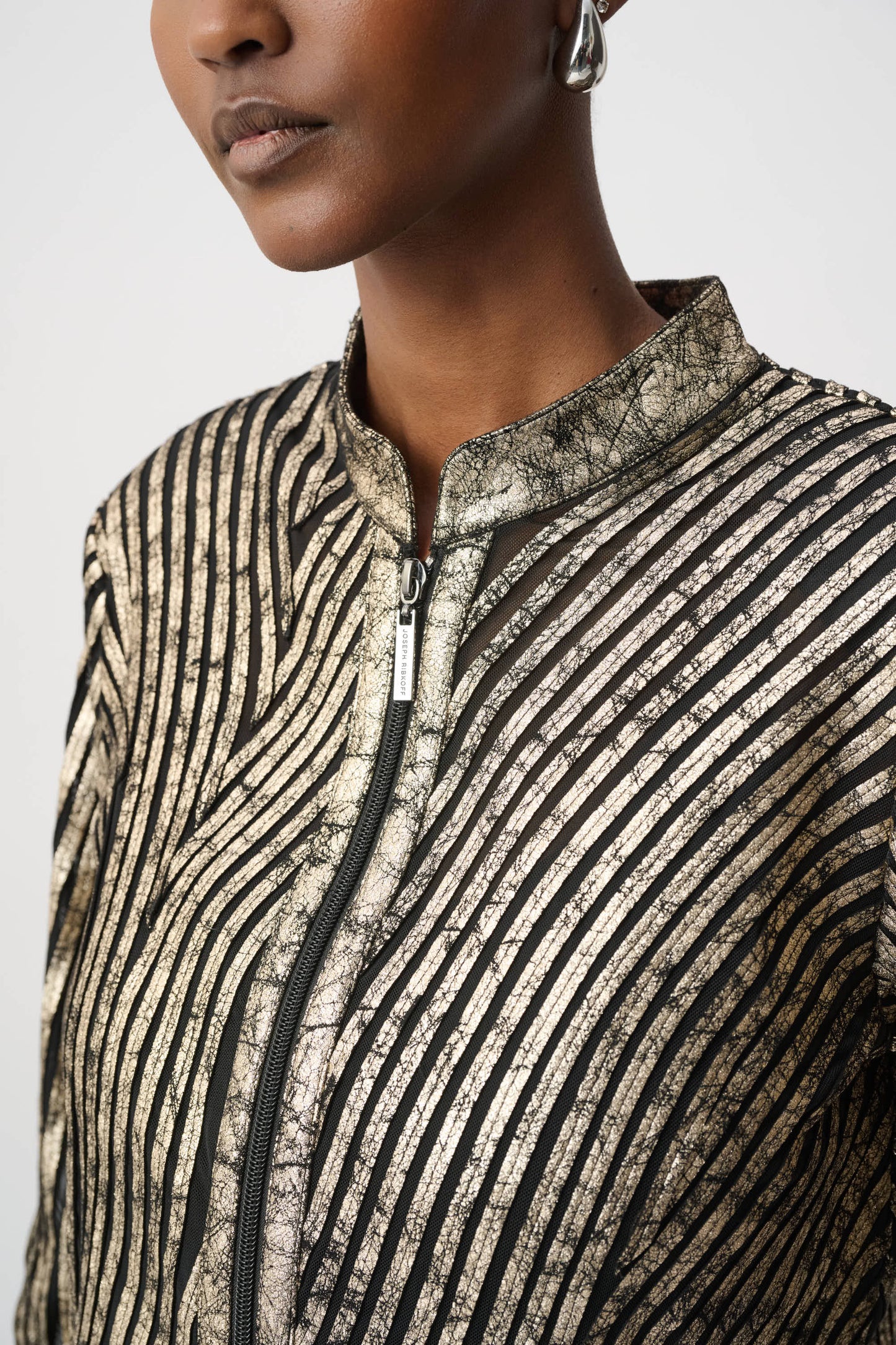 Joseph Ribkoff Metallic Soutache Fitted Jacket Black/Gold