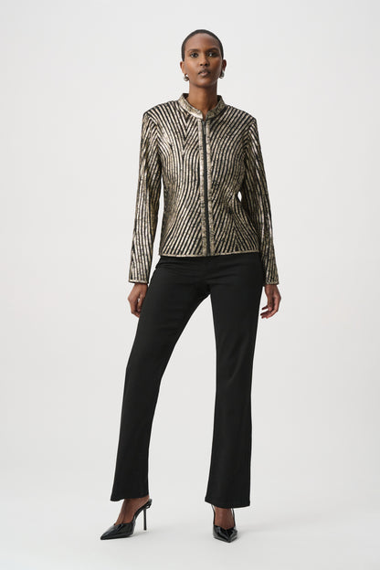 Joseph Ribkoff Metallic Soutache Fitted Jacket Black/Gold