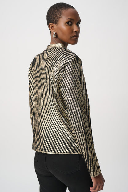 Joseph Ribkoff Metallic Soutache Fitted Jacket Black/Gold