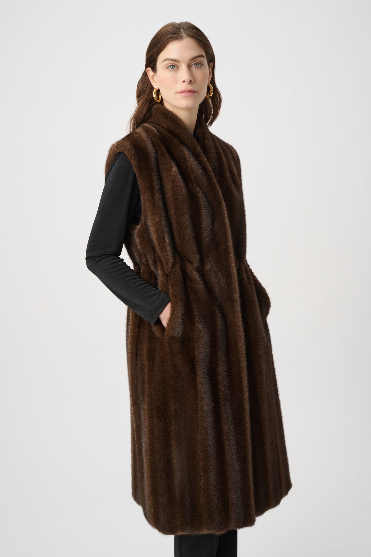 Joseph Ribkoff  Faux Fur Vest Brown