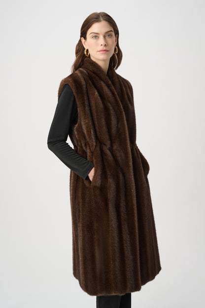 Joseph Ribkoff  Faux Fur Vest Brown