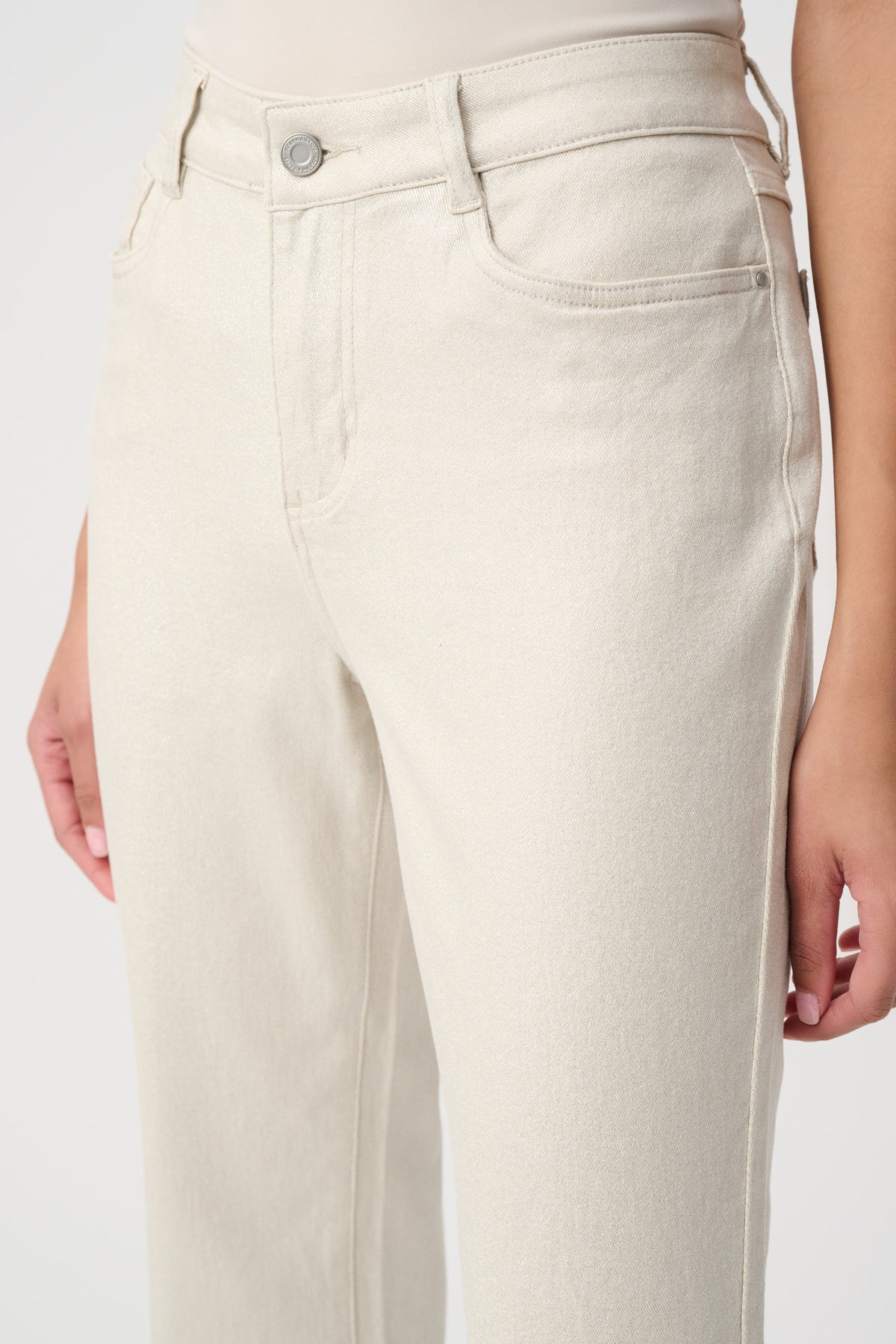 Joseph Ribkoff Straight Leg Metallic Jeans Champagne