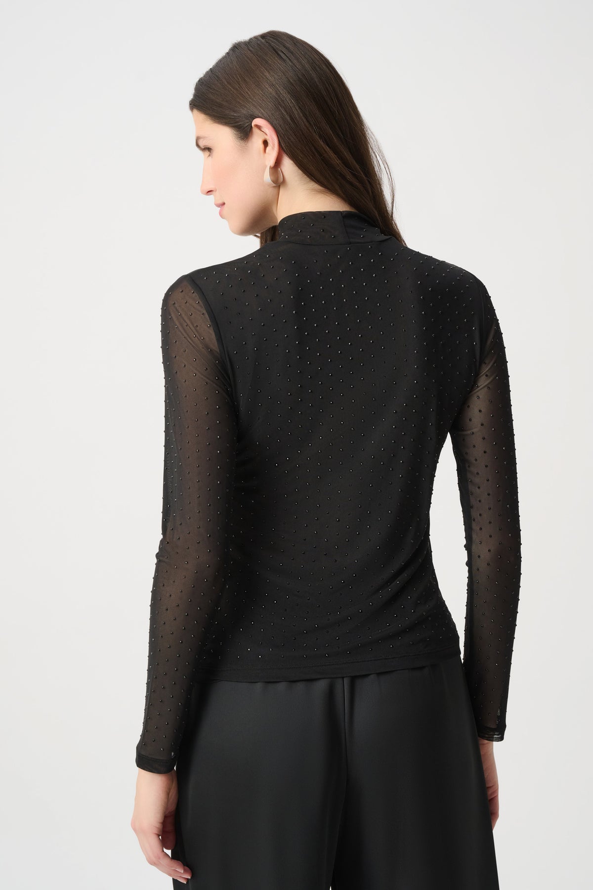 Joseph Ribkoff Rhinestone Mesh Top Black