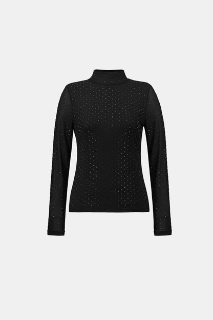Joseph Ribkoff Rhinestone Mesh Top Black
