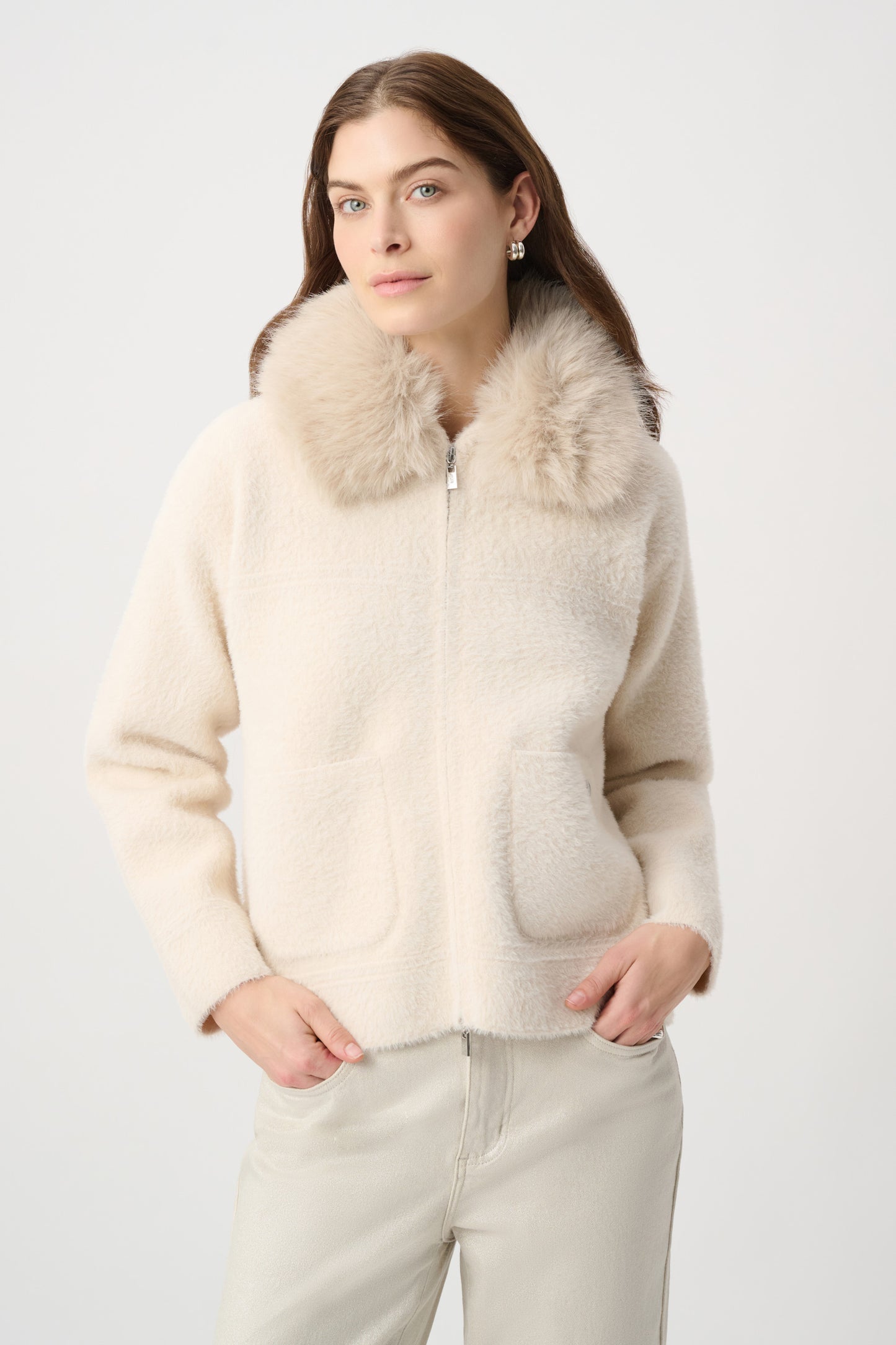 Joseph Ribkoff Detachable Collar Jacket Birch