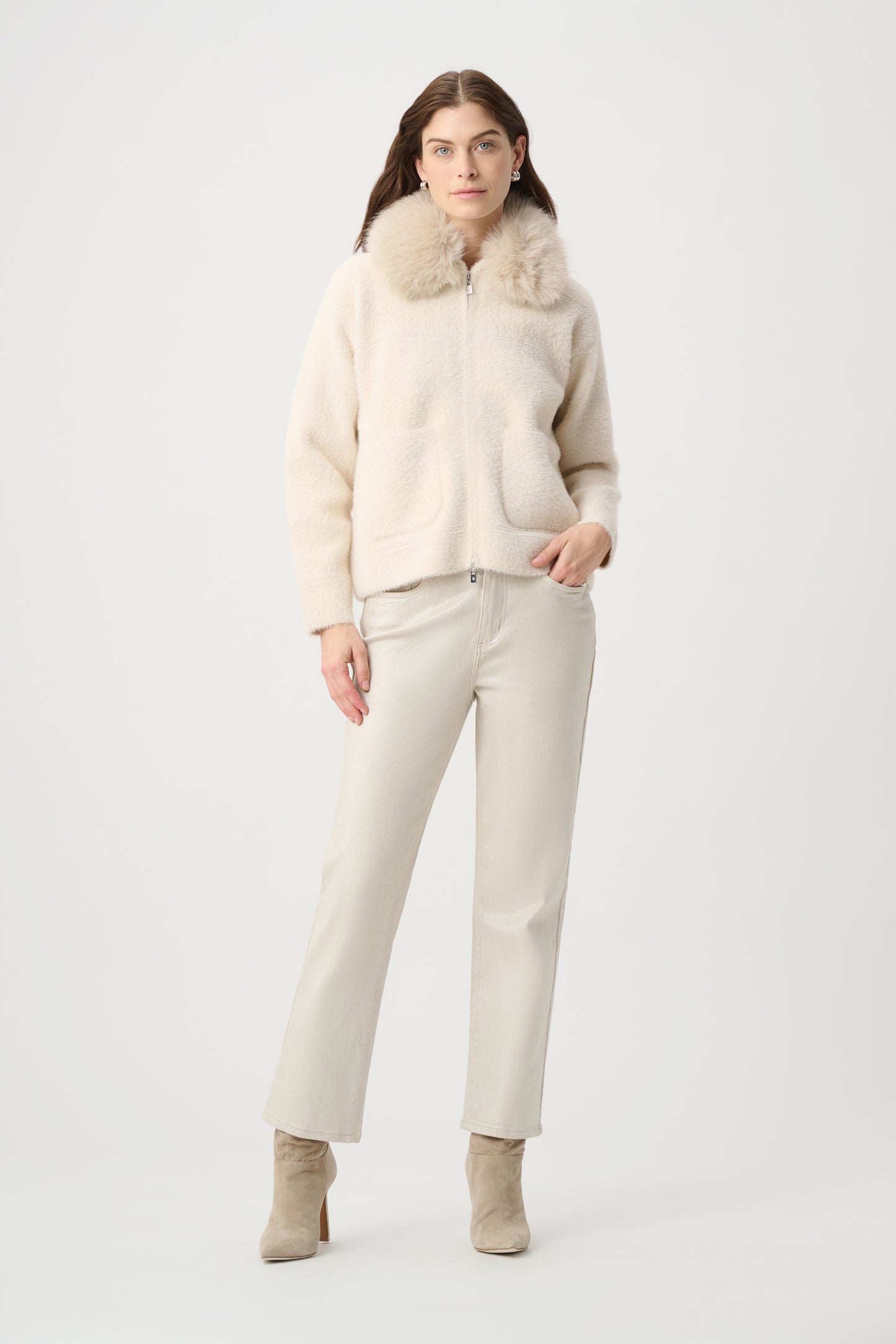 Joseph Ribkoff Detachable Collar Jacket Birch