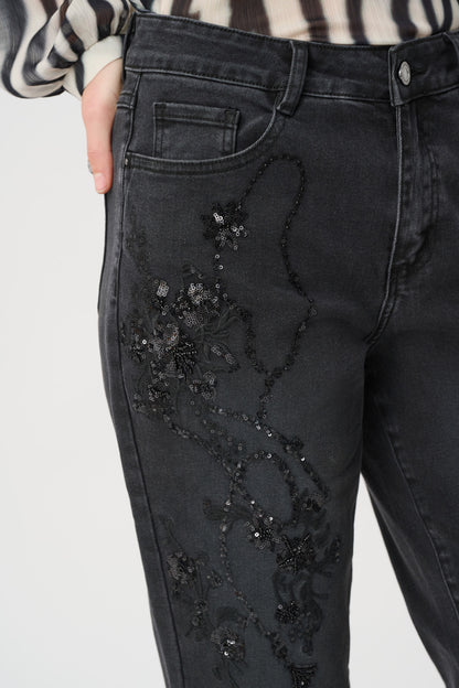 Joseph Ribkoff Bootcut Embellished Jeans Charcoal Grey