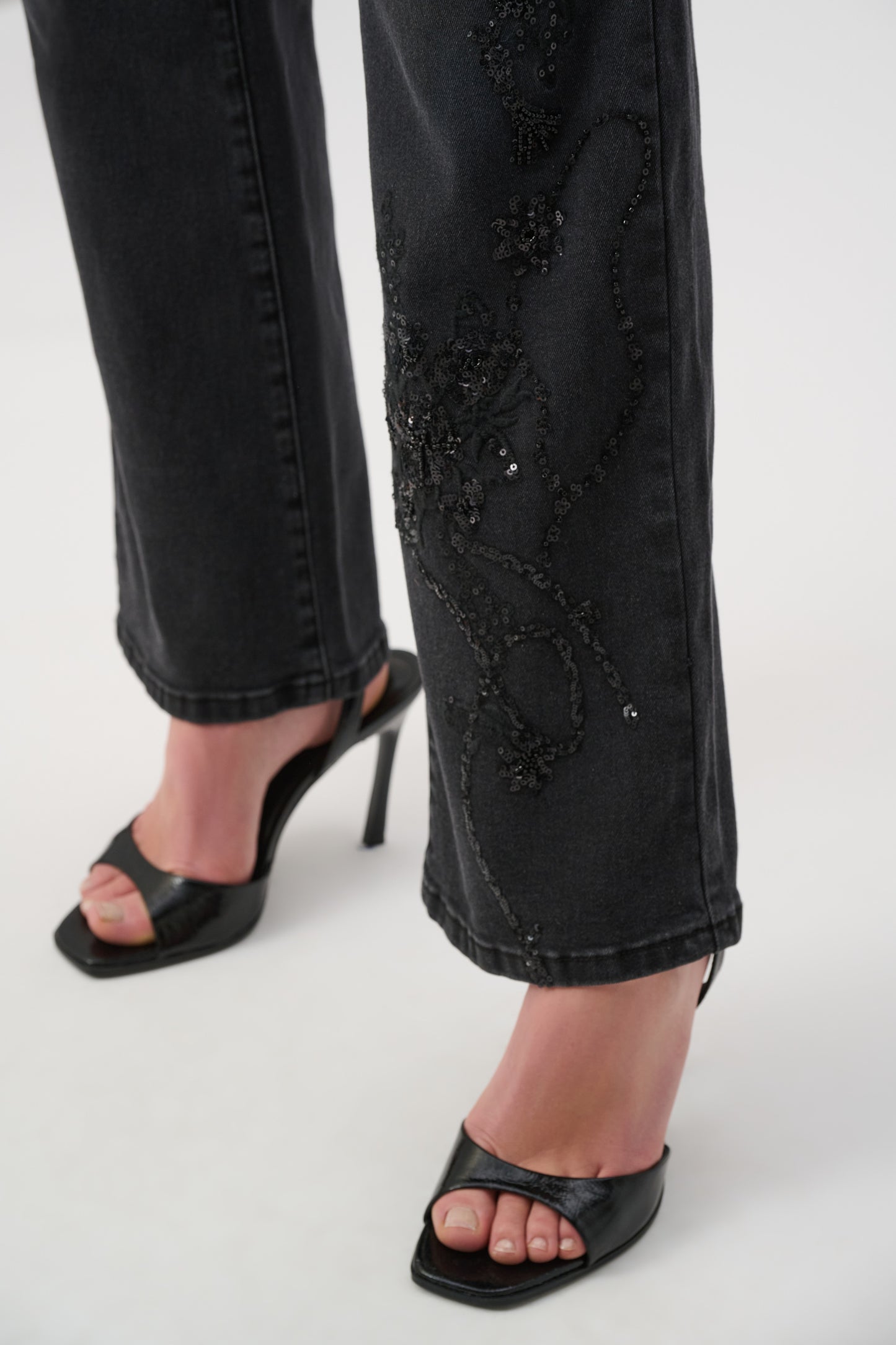 Joseph Ribkoff Bootcut Embellished Jeans Charcoal Grey