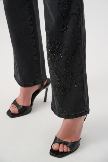 Joseph Ribkoff Bootcut Embellished Jeans Charcoal Grey