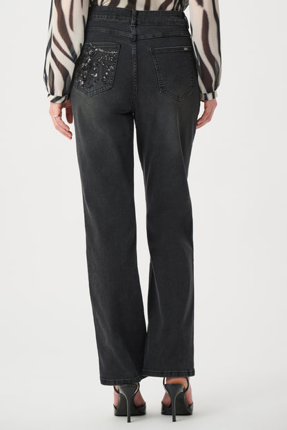 Joseph Ribkoff Bootcut Embellished Jeans Charcoal Grey