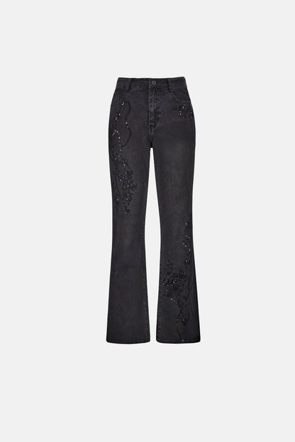 Joseph Ribkoff Bootcut Embellished Jeans Charcoal Grey