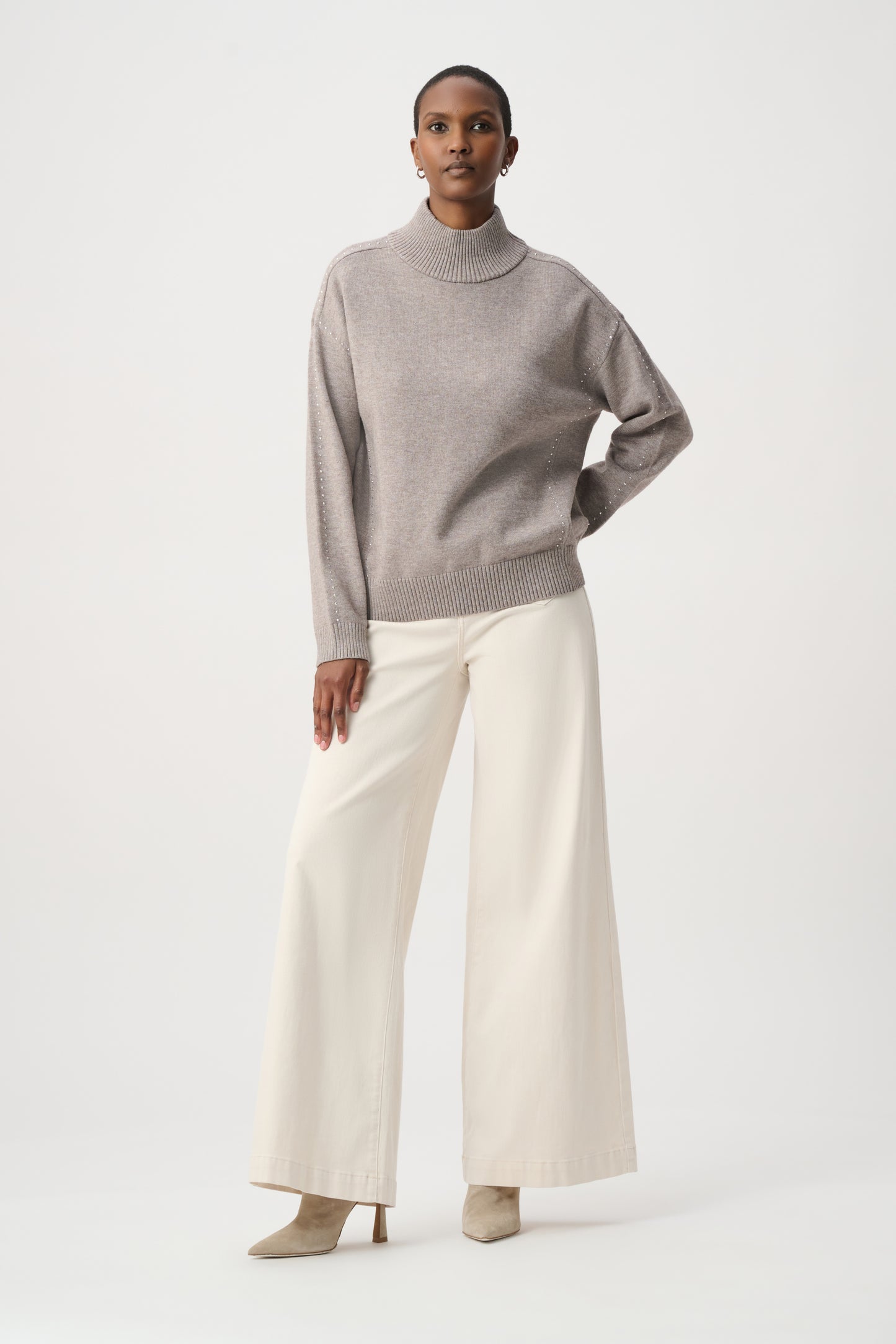 Joseph Ribkoff Embellished Sweater Taupe Melange