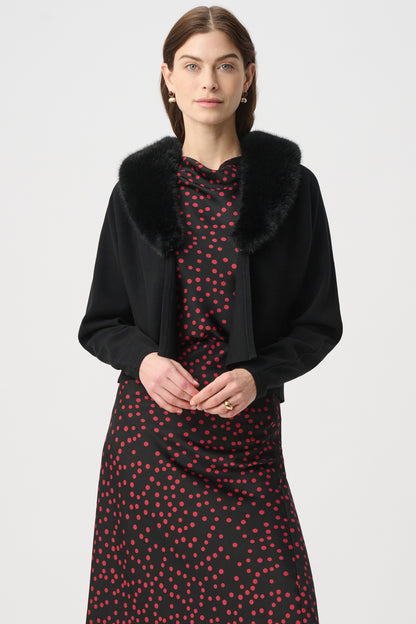 Joseph Ribkoff Removable Faux Fur Collar Cover‑Up Black
