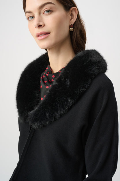 Joseph Ribkoff Removable Faux Fur Collar Cover‑Up Black