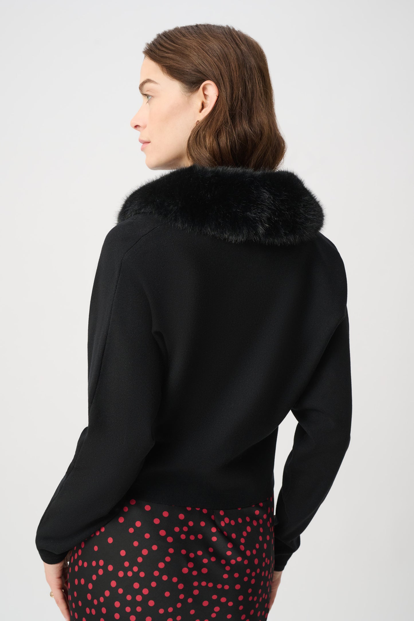 Joseph Ribkoff Removable Faux Fur Collar Cover‑Up Black