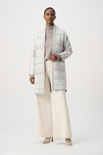 Joseph Ribkoff Sequin Plaid Cover-Up Winter White