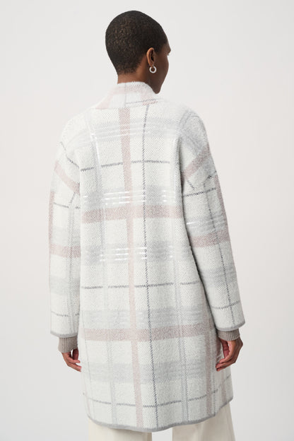 Joseph Ribkoff Sequin Plaid Cover-Up Winter White