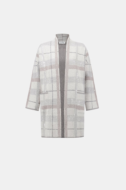 Joseph Ribkoff Sequin Plaid Cover-Up Winter White