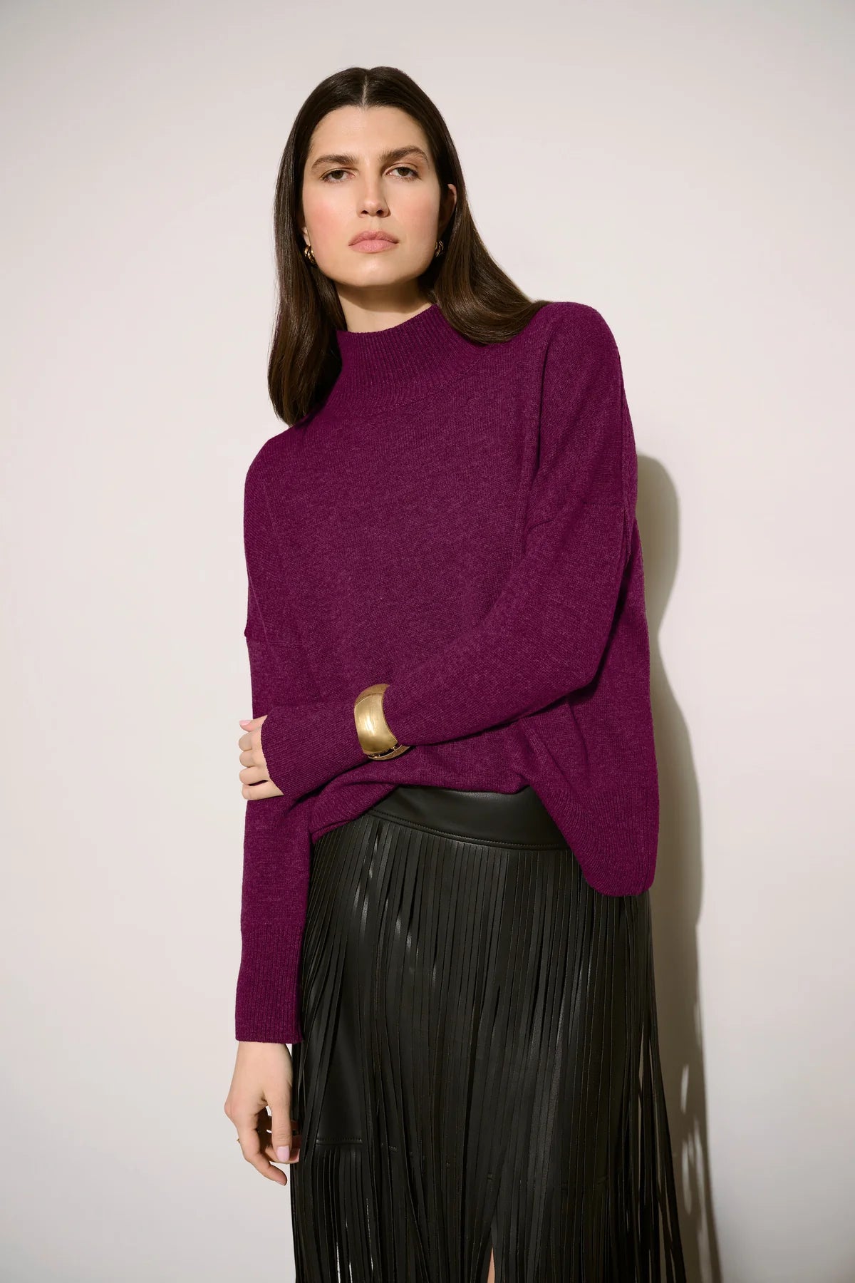 Joseph Ribkoff Mock-Neck Sweater Elderberry