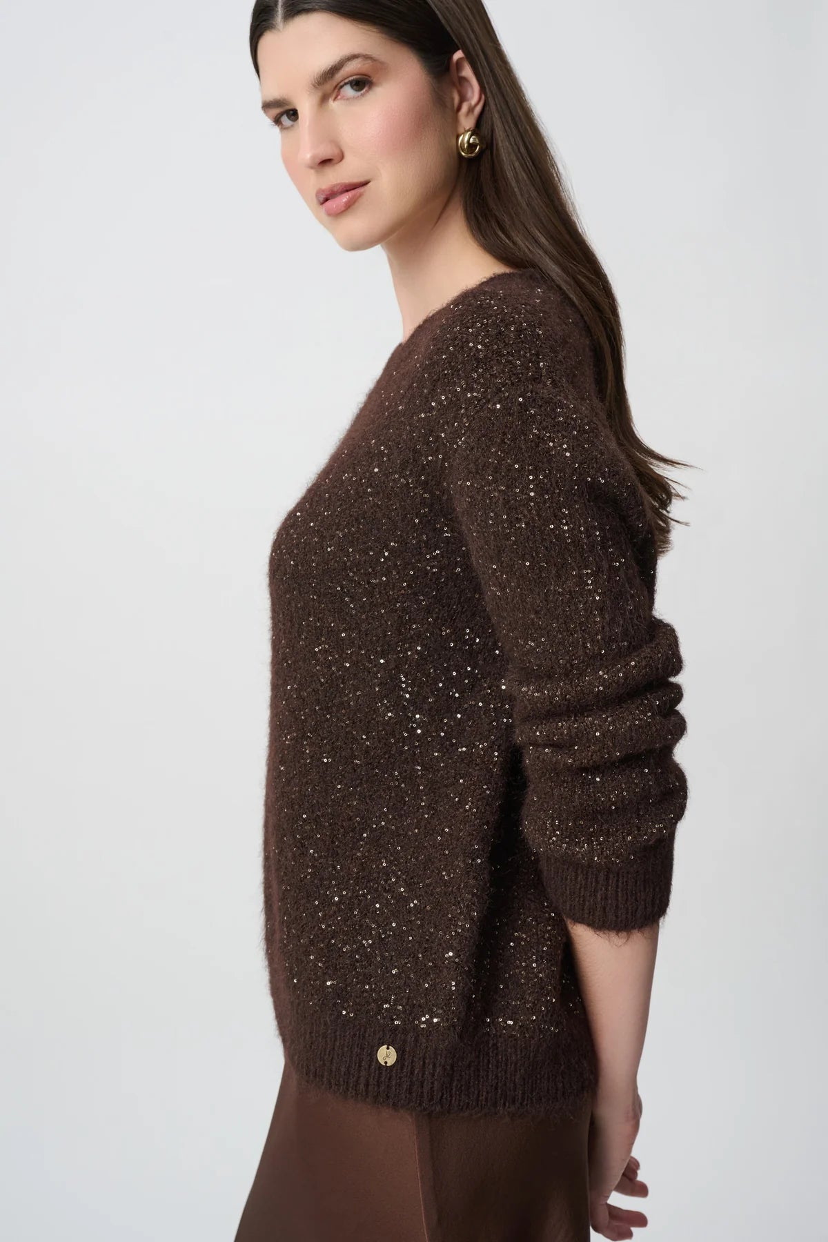 Joseph Ribkoff Sequin Sweater Mahogany