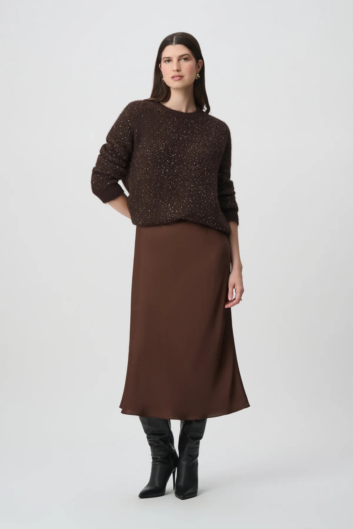 Joseph Ribkoff Sequin Sweater Mahogany