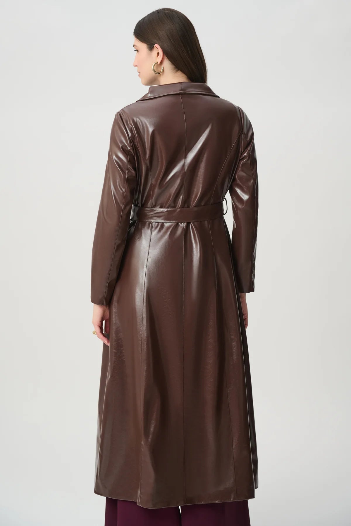 Joseph Ribkoff Leatherette Trench Coat Mahogany