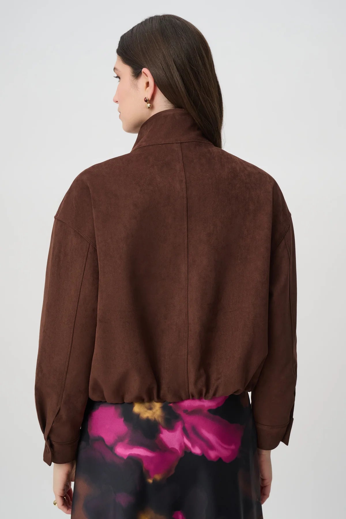 Joseph Ribkoff Faux Suede Crop Jacket Mahogany