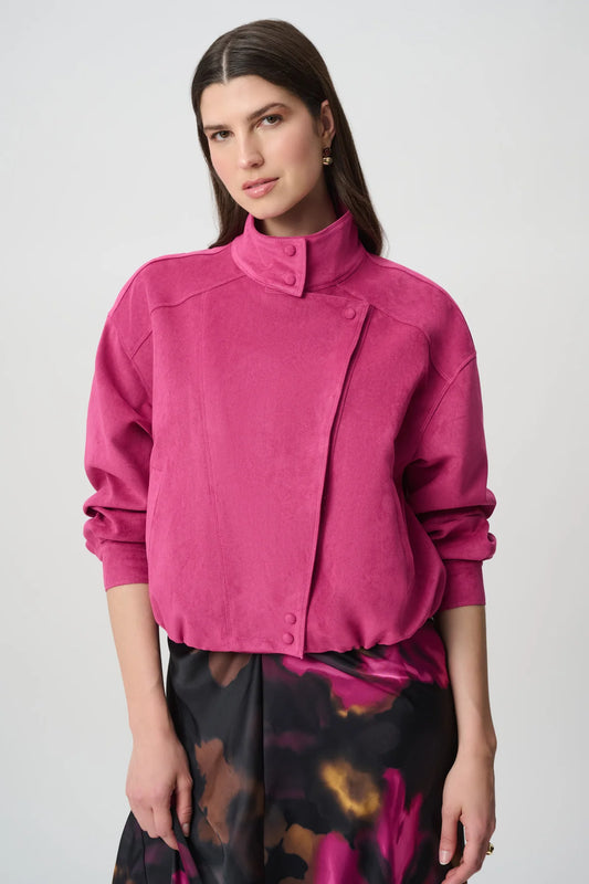 Joseph Ribkoff Faux Suede Crop Jacket Raspberry