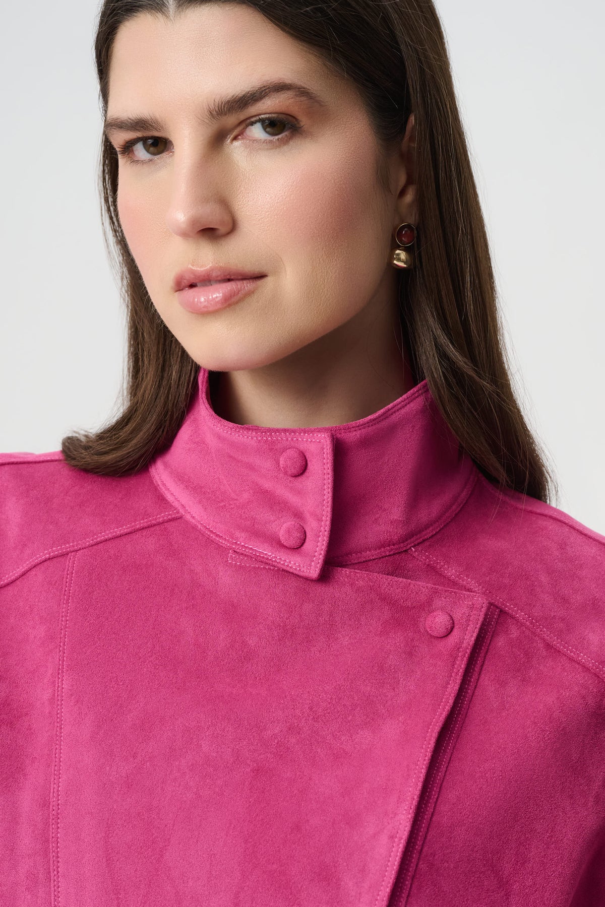 Joseph Ribkoff Faux Suede Crop Jacket Raspberry