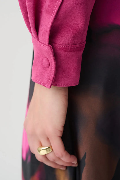 Joseph Ribkoff Faux Suede Crop Jacket Raspberry