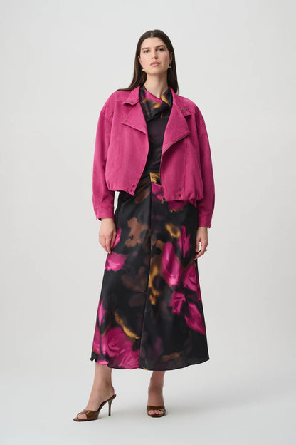 Joseph Ribkoff Faux Suede Crop Jacket Raspberry